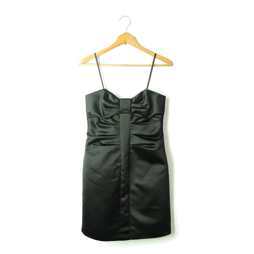 Max & Cleo Strapless Black satin Dress size 8 petite NEW